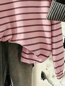 兒童學院風條紋拼色美式校園風青少年女孩休閒極簡寬鬆圓領長袖衛衣 秋冬返校季 - 白色 - 查看 5