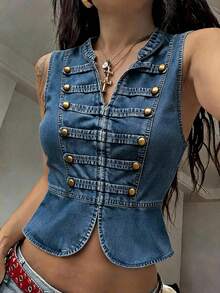 Soleia Women's Solid Color Stud Decor Casual Versatile Daily Wear Sleeveless Top No Chest Padding - Multicolor - View 3