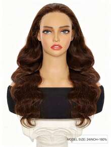 ALL READY WIG 180 密度波浪卷发 #4 栗色深色女士全套假发，预漂白，预拔，预剪蕾丝，融化蕾丝，7x5 无胶假发，100% 真人发质，前额假发 9AM HAIR - S4 - 查看 2