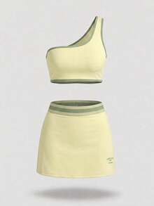 SHEIN Cheerettes 女士无袖短款上衣和迷你裙健身运动服女士套装健身服女士套装 - 白色 - 查看 2