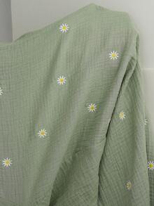GalTyme 大尺碼女款雛菊刺繡腰繫帶寬鬆休閒長褲 秋季 - 橄欖綠 - 查看 7