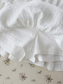 SHEIN 青少年女孩針織提花白色抽褶分層裙 - 白色 - 查看 3