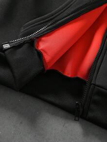 ROMWE MEN Men's Colorblock Split Design Streetwear Sweatshirt Hoodie Sweatshirt - Black - View 6