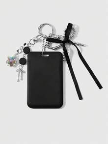 ROMWE Kawaii 1 Classic Retro Sweet And Cool Black CCB Bow Colorful Star Card Cover Star Card DIY Keychain Bag Pendant, Suitable For Daily Wear By Office Workers - Black-3 - View 7
