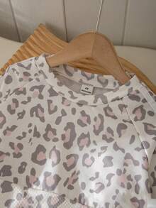 Conjunto de 2 piezas de sudadera de punto con lazo y pantalones largos de manga larga para niñas, primavera/otoño, estilo deportivo - Multicolor - Ver 3