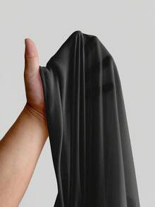 SHEIN PETITE CURVE 大码女式优雅浪漫婚礼宾客礼服，轻盈正式礼服，雪纺单肩开衩连衣裙 - 黑色 - 查看 7
