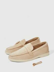 Sleekvia Sepatu Loafer Wanita Berbahan Beludru dengan Hiasan Gesper Logam dan Ujung Bulat, Cocok untuk Penggunaan Sehari-hari, Perjalanan, Pesta, Perjamuan, dan Aktivitas Luar Ruangan. - Aprikot - View 10