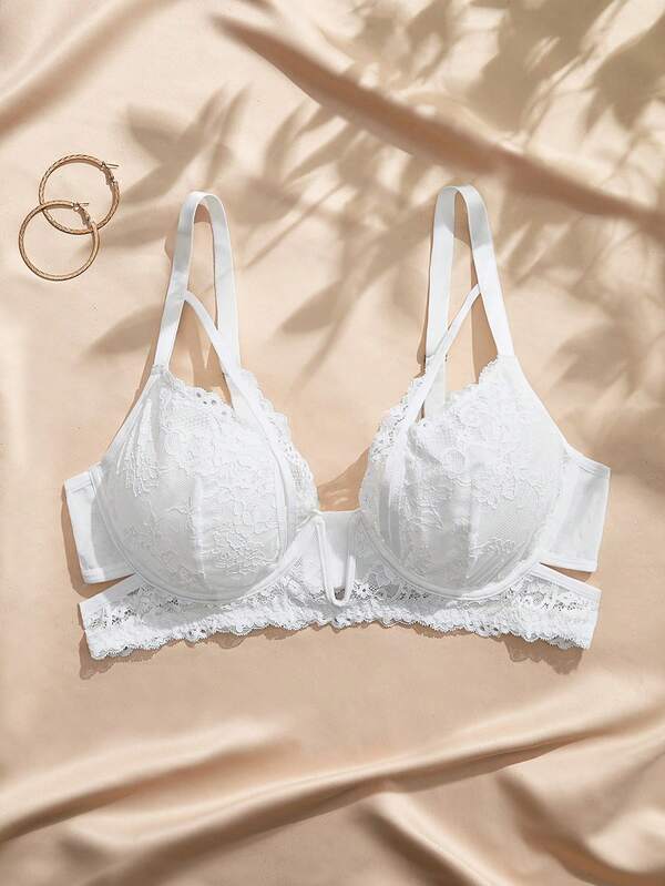 Charlaine Plus Size Elegant Solid Color Lace Underwire Bra