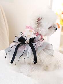 PETSIN 1pc Pet Fragrance Style Bow Puff Dress, Princess Style Light Luxury Dress Dress, Cat And Dog Autumn/Winter Universal Clothes, Party, Stroll, Picnic, Daily Dressing - Multicolor - View 8