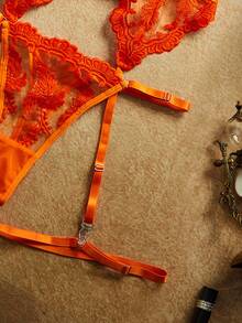 PinupPomp 4pcs Women's Sexy Lingerie Set - Orange - View 5