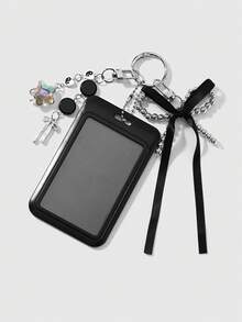 ROMWE Kawaii 1 Classic Retro Sweet And Cool Black CCB Bow Colorful Star Card Cover Star Card DIY Keychain Bag Pendant, Suitable For Daily Wear By Office Workers - Black-3 - View 6