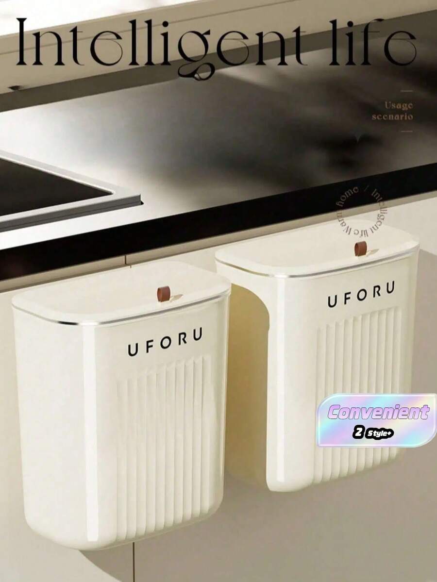 1PC Kitchen Trash Can, Household Wall-Mounted, Large Capacity, Living Room, Bathroom, Toilet With Lid, Large Capacity In The Gap - wall mounted - View 1