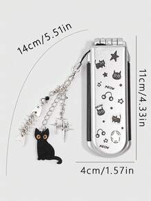 ROMWE Kawaii 1 buah Set Sisir & Cermin Lipat Kucing Hitam Lucu, Sisir Airbag untuk Kembali ke Sekolah, Cermin Sisir Portabel DIY, Sisir Kecil Dekoratif Berbentuk Bintang Gaya Y2K - Warna 14 - View 2
