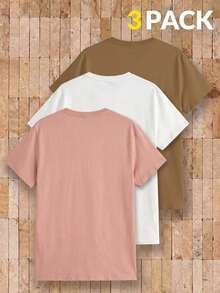 AKNOTIC Men's Solid Color Crew Neck Short Sleeve Casual T-Shirt Set - Multicolor - View 2
