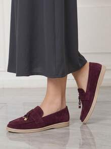 Sleekvia Women's Casual Comfortable Flat Loafers, Versatile For Daily Wear For Christmas - Deep Purple - View 5