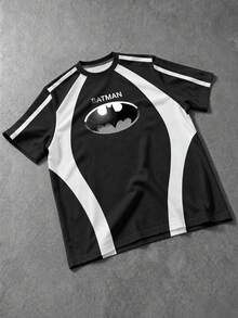 BATMAN X SHEIN Manfinity EMRG 男士字母印花休閒百搭日常穿著短袖T恤 - 彩色 - 查看 2