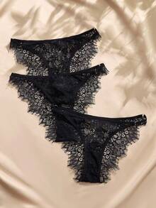 Charlaine Paquete de 3 tangas sexys de estilo francés para mujer - Negro - Ver 1