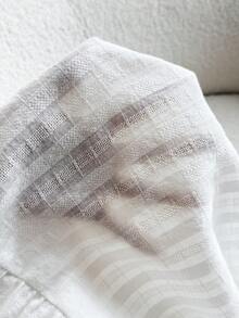 SHEIN Tween女孩優雅白色夏季度假修身休閒極簡舒適圓領長袖蝴蝶結梭織紋理布料襯衫 - 白色 - 查看 7
