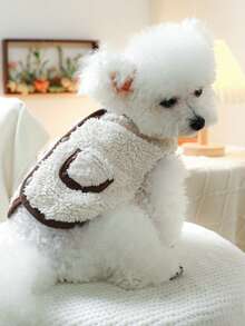 1 Piece Of Minimalist Basic Plush Pet Warm Vest, Contrasting Color Edging And Matching Cat And Dog Universal Clothes, Autumn And Winter Casual Clothing, Versatile With Various Shirts, Base Shirts, And Dresses For Layering - Multicolor - View 10