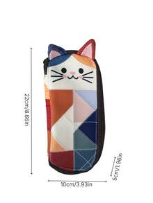 Patchwork Cat Pencil Case, Ins Kawaii Quilted Pen Bag, Portable Cute Stationery Storage Pouch For Girls Students Cat Lovers - Sets - View 13