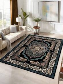 1pc Vintage Pattern Area Rug – Non-Slip Flat Woven Polyester Carpet, Large Indoor Mat For Living Room, Bedroom, Entryway, Garden, Patio Decor - multicolor - View 2
