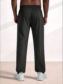 Driftmere Men's Cool Zipper Pocket Drawstring Waist Long Pants, Fall Joggers - Ebony  - View 2