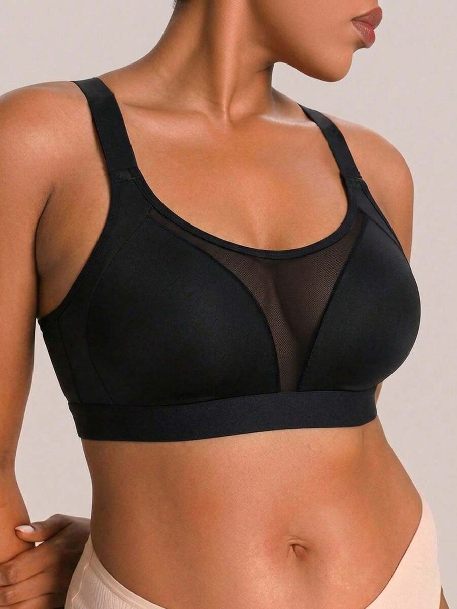 Nora Wilde 1pc Plus Size Sports Backless Wire-Free Bra - Black - View 1