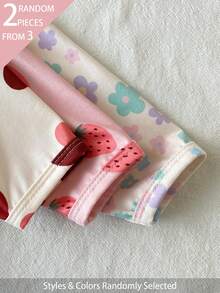 [2pcs Randomly Sent]Newborn Pink Multi-Color Strawberry & Colorful Floral Pattern Long Sleeve Pajamas 2pcs Set - Multicolor - View 6