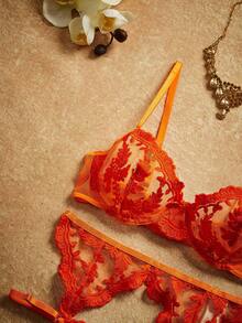 PinupPomp 4pcs Women's Sexy Lingerie Set - Orange - View 4