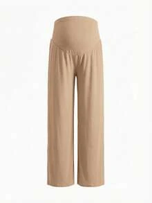 Modmama 3 piezas Pantalones largos plisados de cintura ajustable, versátiles y sencillos para maternidad - Multicolor - Ver 6