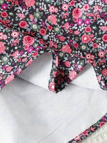 SHEIN 青少年女孩花裙，休闲花卉图案圆领长袖优雅女孩中长连衣裙，适合春秋季灯笼袖连衣裙花裙长袖花裙波西米亚风格花裙花裙迷你连衣裙 - 彩色 - 查看 10