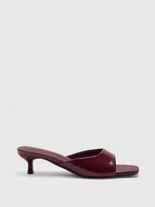 CUCCOO BIZCHIC 女士鞋履 春夏新款酒红色露趾高跟凉鞋拖鞋 简约时尚舒适 百搭通勤女凉鞋 女士鞋履 夏季鞋履 - 酒紅色 - 查看 2