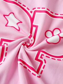 SHEIN | PAW Patrol Kaos Lengan Pendek Leher V Bergambar Kartun Anak Perempuan, - Berwarna merah muda - View 7