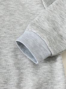 SHEIN 兒童小男孩休閒百搭連帽長袖秋季衛衣帽衫，生日、假期、親子裝、開學首日、兒童婚禮款 - 彩色 - 查看 6