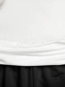 SHEIN 青少年女孩針織白色腰部抓褶寬鬆黑色休閒運動長褲 - 黑與白 - 查看 5