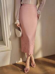 Anewsta Spring/Autumn Elegant Modern Commute Work Outfits For Women Pleated Cuffed Wide Leg Trousers 3pcs Set, Suitable For Commute And Daily Wear - Pink - View 5