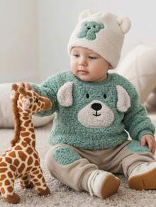 Cozy Pixies Set Pakaian Kasual Sehari-hari untuk Bayi Laki-laki: Kaos Lengan Panjang Berkerah Bulat dengan Lapisan Termal untuk Musim Gugur dan Musim Dingin - MultiWarna - View 4