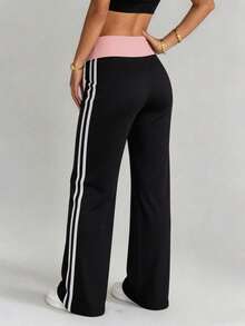 Dewbera Dewbera Women's Colorblock Casual Daily Travel Sports Long Pants - Black - View 3