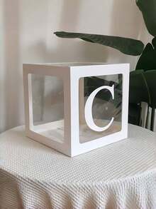 1/5Pcs Clear Balloon Box With Alphabet Letters – 27/1pc Letter Set, Transparent Acrylic Party Decor For Birthday, Bridal Shower, Gender Reveal - White - View 21