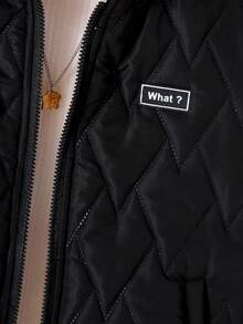 SHEIN 青少年男孩時尚牛仔風拉鍊長袖連帽夾克 - 黑色 - 查看 6
