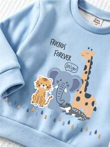 Infant Toddler Round Neck Casual Pullover Sweatshirt - Multicolor - View 4