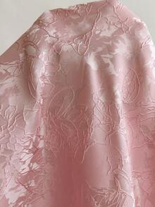 Cravure Plus Size Women's Halter Neck 3D Jacquard Asymmetrical Hem Dress - Pink - View 4