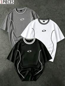Sport MetroGents 男士對比飾邊短袖運動T恤 - 黑色 - 查看 1