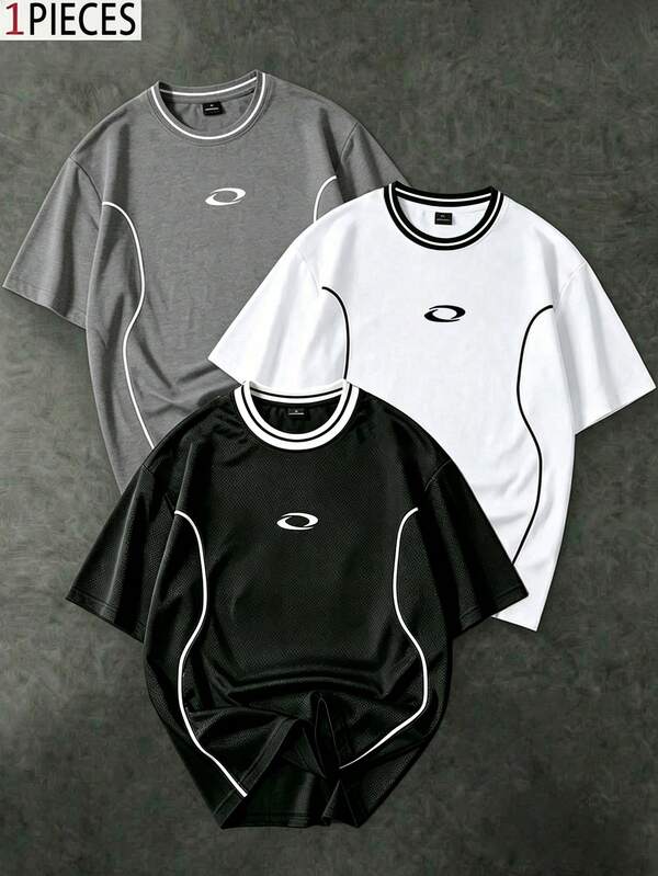 Sport MetroGents Camiseta deportiva de manga corta con ribete de contraste para hombre