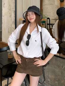 DAZY 女款休閒百搭日常長袖襯衫 - 白色 - 查看 5