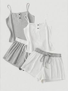 SHEIN 2件套女士休闲吊带家居服套装 - 彩色 - 查看 1