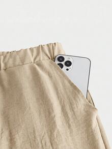 COMVAIL Men's Plus Size Casual Pants With Drawstring Waist And Pockets For Office And Commute - Khaki - View 4