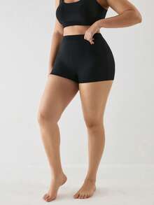 YARNWELL Women's Plus Size Solid Color Bikini Bottoms - Black - View 6