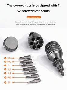 Super Popular Industrial-Grade Compact Screwdriver Set - Aluminum Alloy, Cross & Flat-Head Multi-Functional, High-Hardness Bits! - multicolor - View 7
