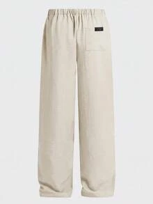 EASEVO Men's Plus Size Solid Color Drawstring Waist Pocket Wide Leg Loose Fit Long Pants - Beige - View 7